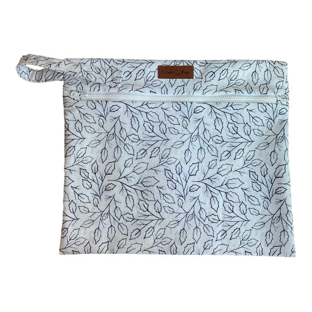 Leaves in blue on white background