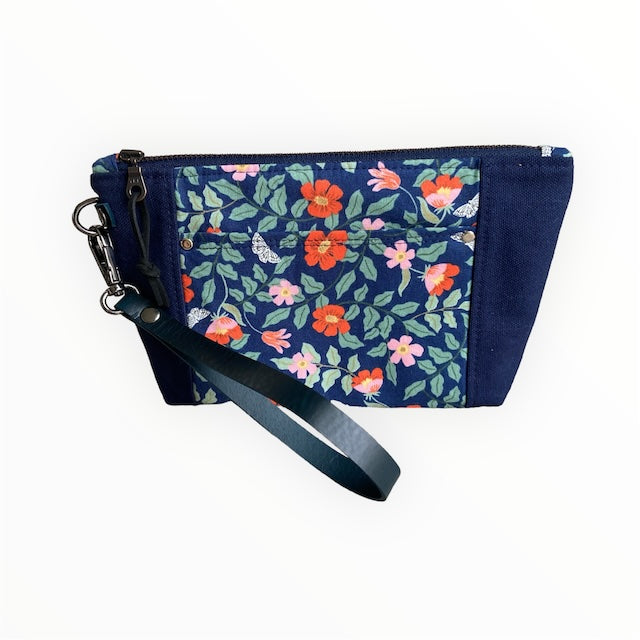 Primrose Navy Mayflower Wristlet