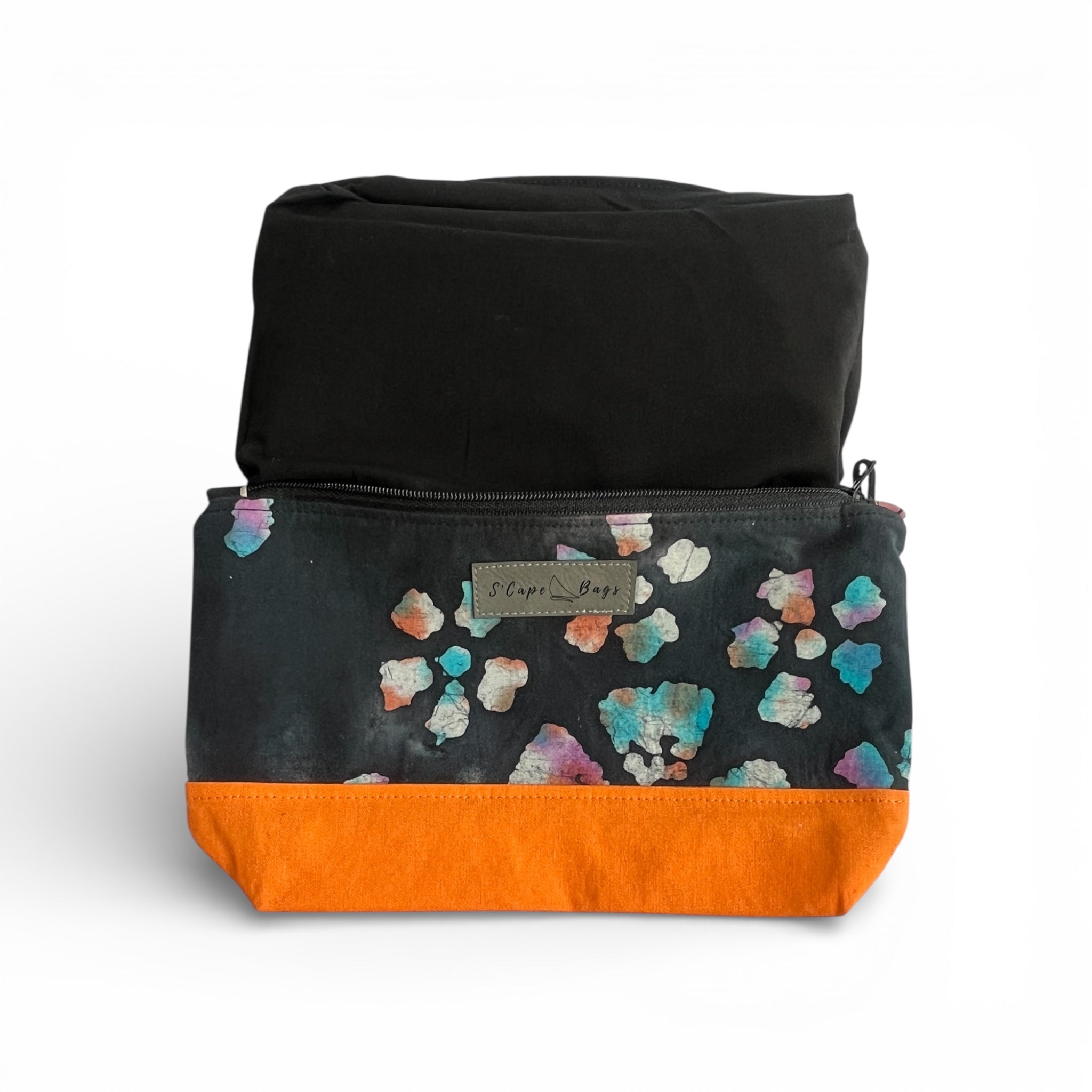 Orange & Black Flower Batik South Cape Bag