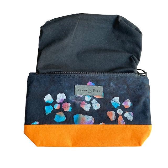 Orange & Black Flower Batik South Cape Bag with interior