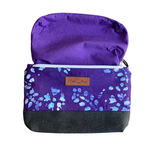  Purple Blue Batik South Cape Bag with liner