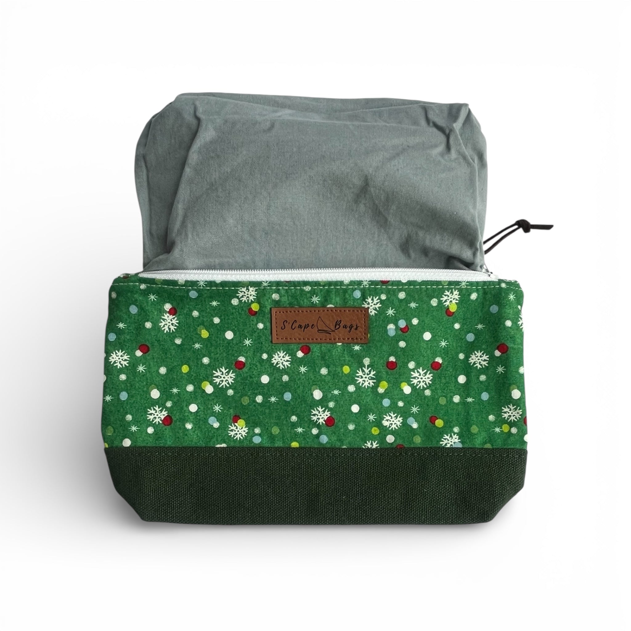 Snowflakes on Green South Cape Bag
