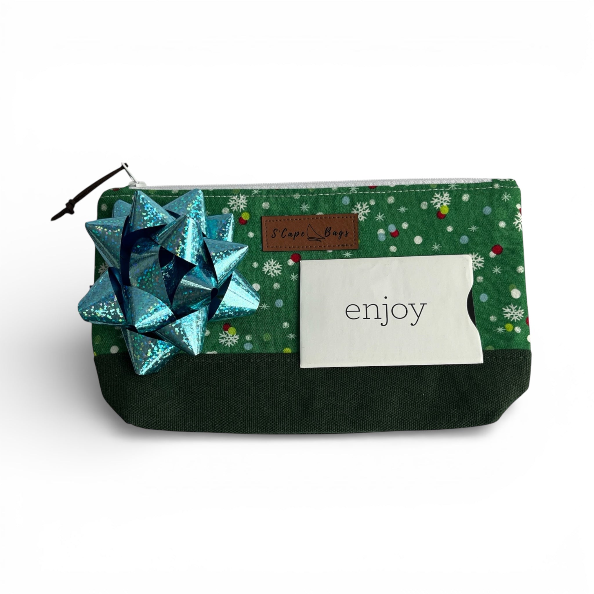 Snowflakes on Green South Cape Bag
