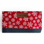 Snowflakes on Red South Cape Bag