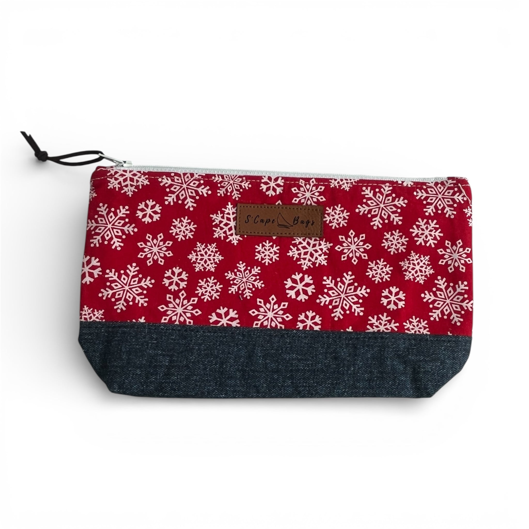 Snowflakes on Red South Cape Bag