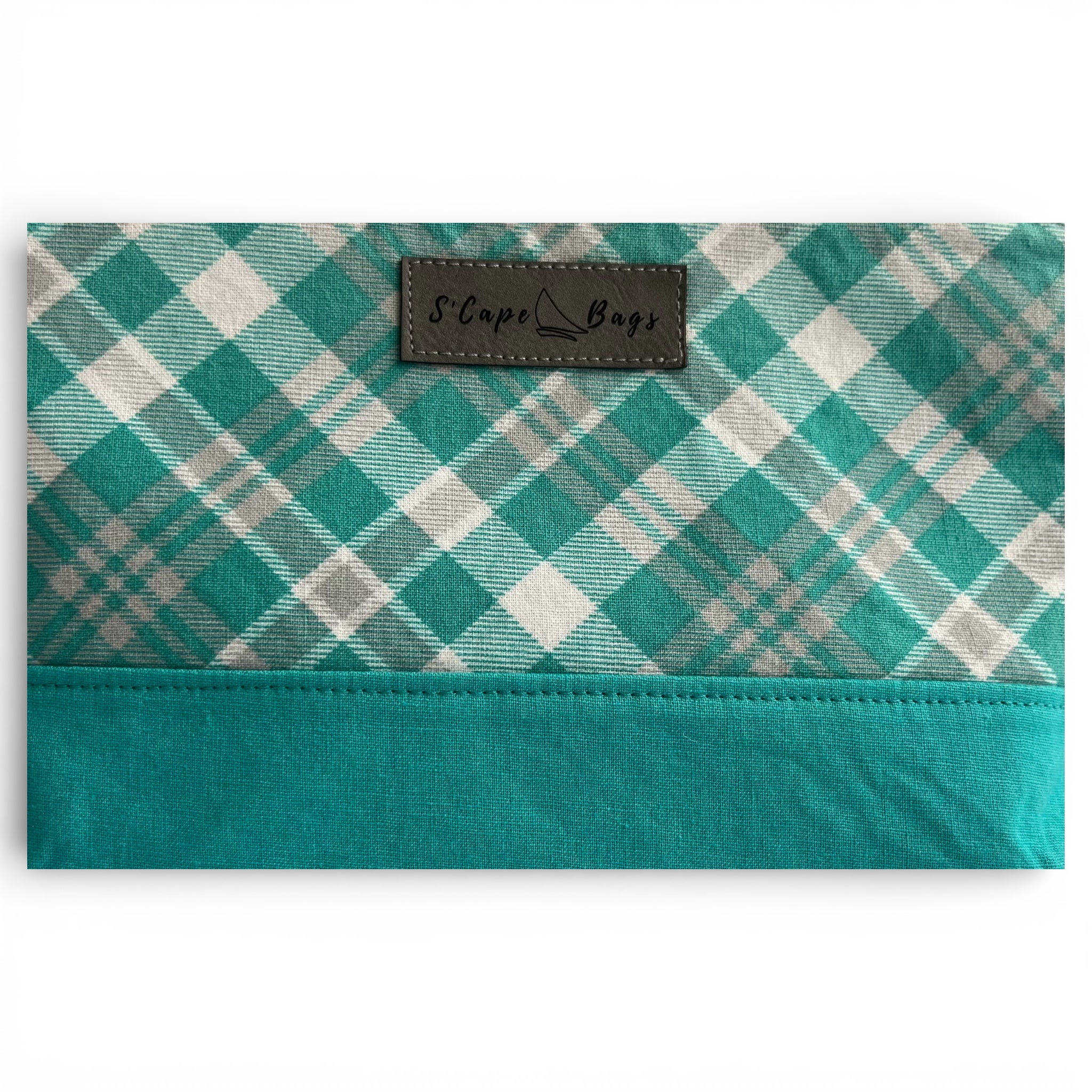 Turquoise & Gray Plaid South Cape Bag