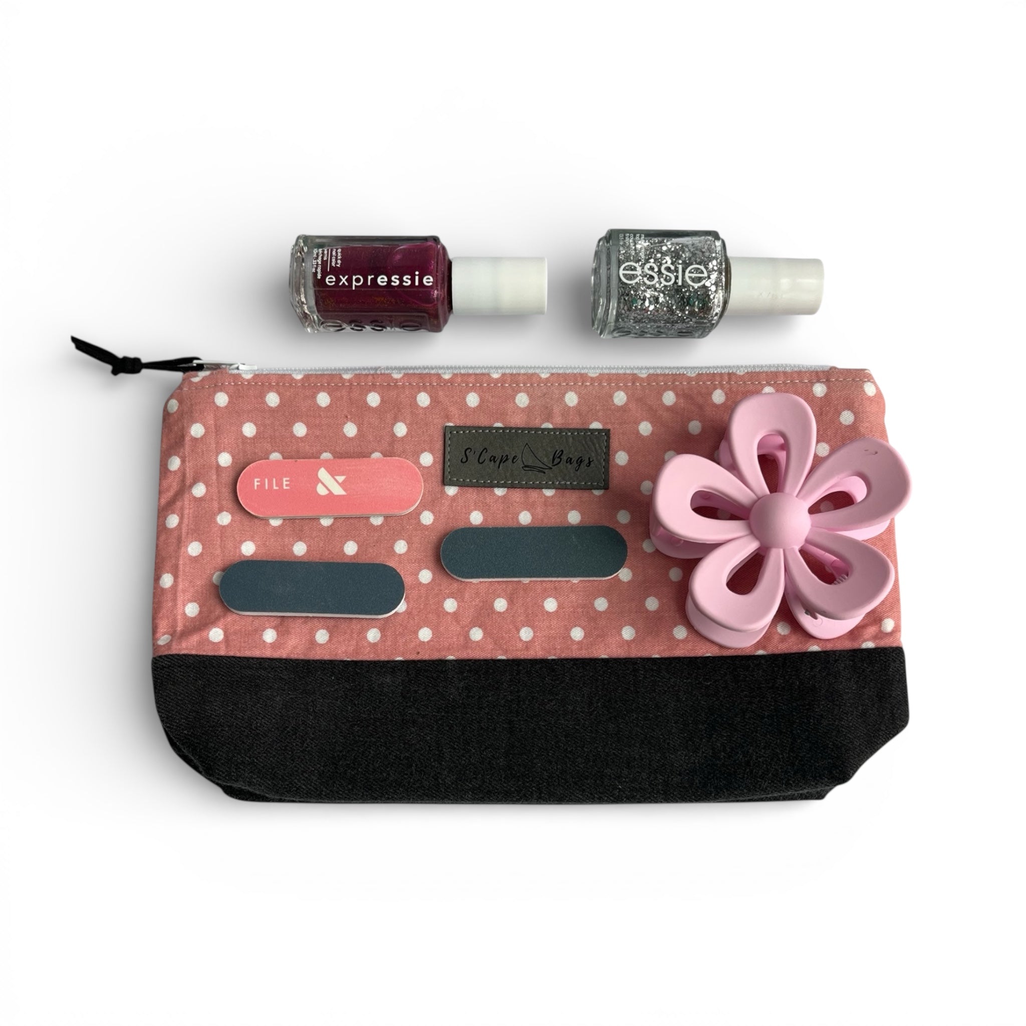 White Dotted Pink South Cape Bag