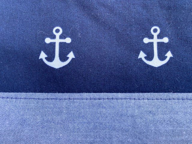 Anchor print on denim