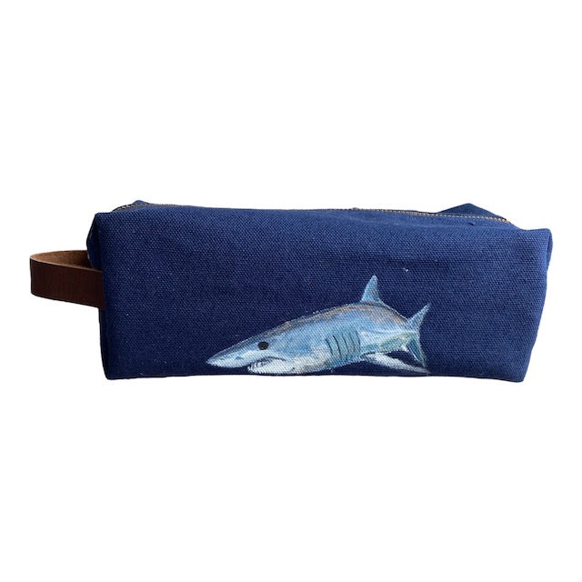 Navy Blue Orleans Artist Bag with Short fin Mako shark