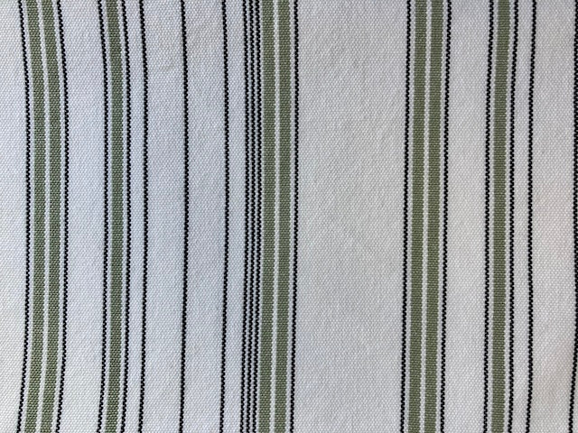 Sage, Black & Ivory Striped Fabric