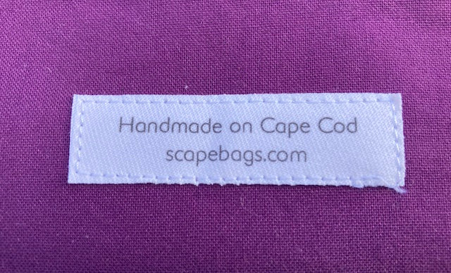 purple fabric with logo